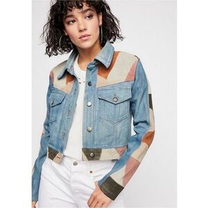 Free People patch work denim jacket